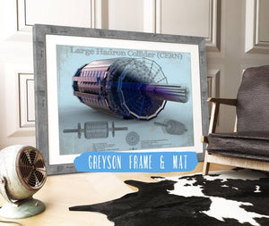 14" x 11" / Greyson Frame & Mat Cutler West Large Hadron Collider CERN Blueprint Wall Art