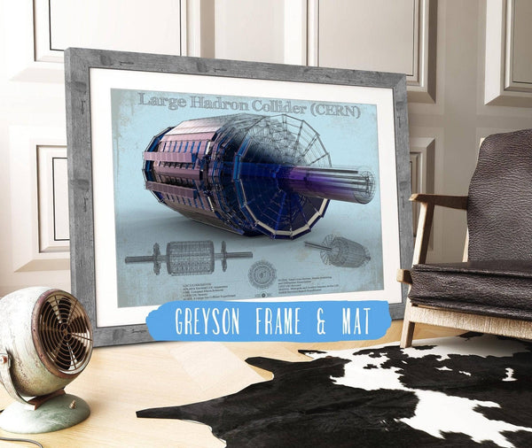 14" x 11" / Greyson Frame & Mat Cutler West Large Hadron Collider CERN Blueprint Wall Art