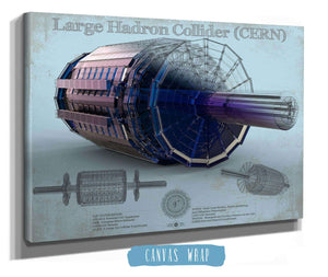 14" x 11" / Stretched Canvas Wrap Cutler West Large Hadron Collider CERN Blueprint Wall Art