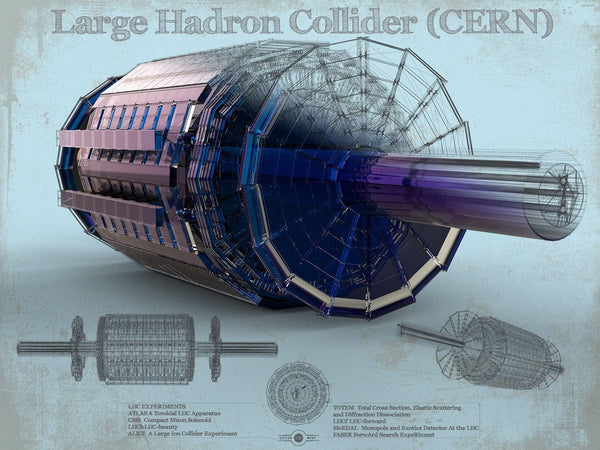 14" x 11" / Unframed Cutler West Large Hadron Collider CERN Blueprint Wall Art