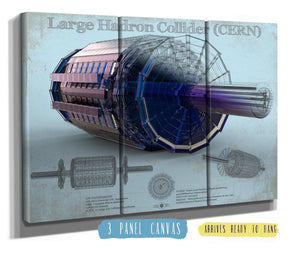 36" x 24" / 3 Panel Canvas Wrap Cutler West Large Hadron Collider CERN Blueprint Wall Art