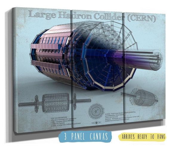 36" x 24" / 3 Panel Canvas Wrap Cutler West Large Hadron Collider CERN Blueprint Wall Art