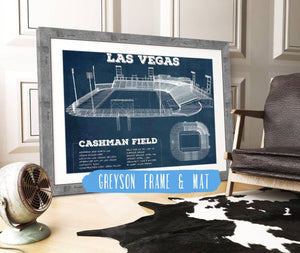 14" x 11" / Greyson Frame & Mat Cutler West Las Vegas Lights- Vintage Cashman Field MLS Soccer Print