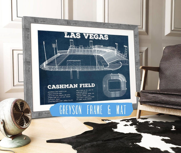 14" x 11" / Greyson Frame & Mat Cutler West Las Vegas Lights- Vintage Cashman Field MLS Soccer Print