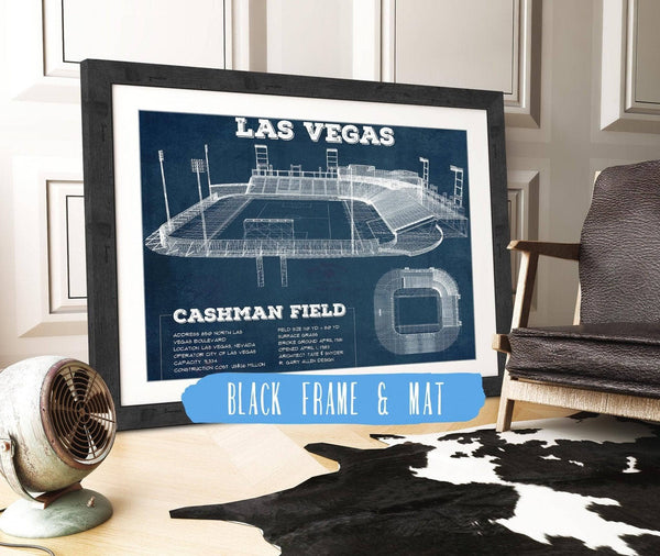 20" x 16" / Black Frame & Mat Cutler West Las Vegas Lights- Vintage Cashman Field MLS Soccer Print