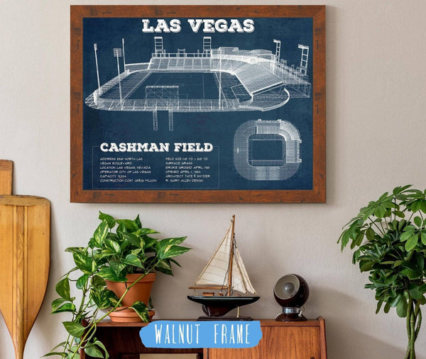 20" x 16" / Walnut Frame Cutler West Las Vegas Lights- Vintage Cashman Field MLS Soccer Print