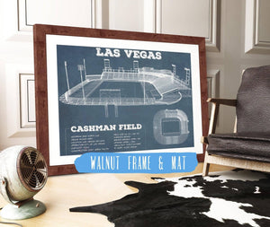 20" x 16" / Walnut Frame & Mat Cutler West Las Vegas Lights- Vintage Cashman Field MLS Soccer Print