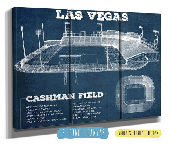 36" x 24" / 3 Panel Canvas Wrap Cutler West Las Vegas Lights- Vintage Cashman Field MLS Soccer Print