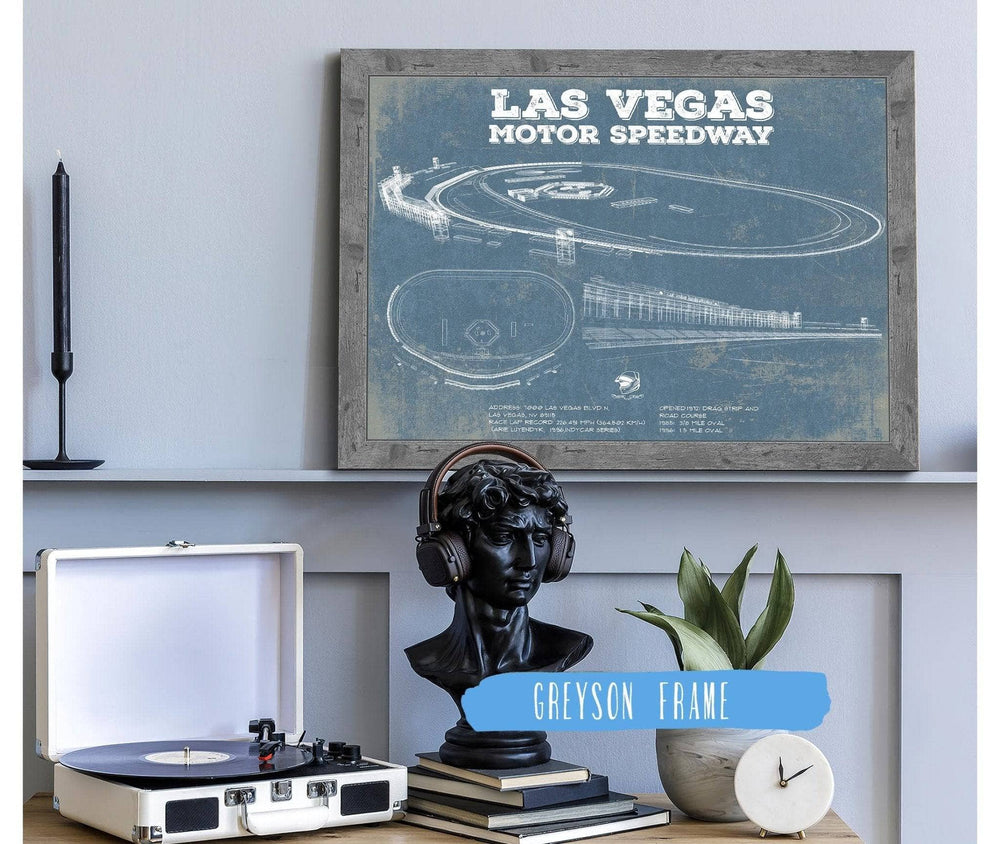 14" x 11" / Stretched Canvas Wrap Cutler West Las Vegas Motor Speedway Blueprint NASCAR Race Track Print