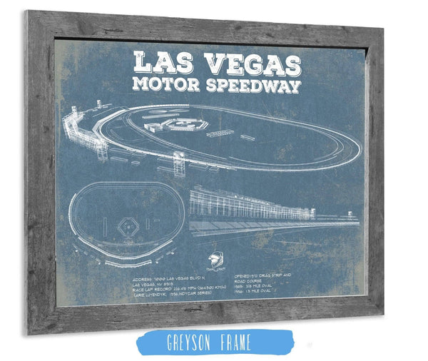 14" x 11" / Greyson Frame Cutler West Las Vegas Motor Speedway Blueprint NASCAR Race Track Print