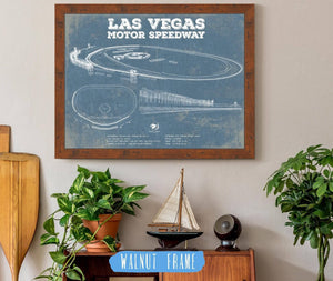 20" x 16" / Walnut Frame Cutler West Las Vegas Motor Speedway Blueprint NASCAR Race Track Print
