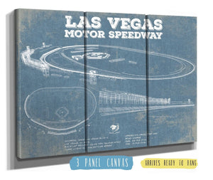 36" x 24" / 3 Panel Canvas Wrap Cutler West Las Vegas Motor Speedway Blueprint NASCAR Race Track Print