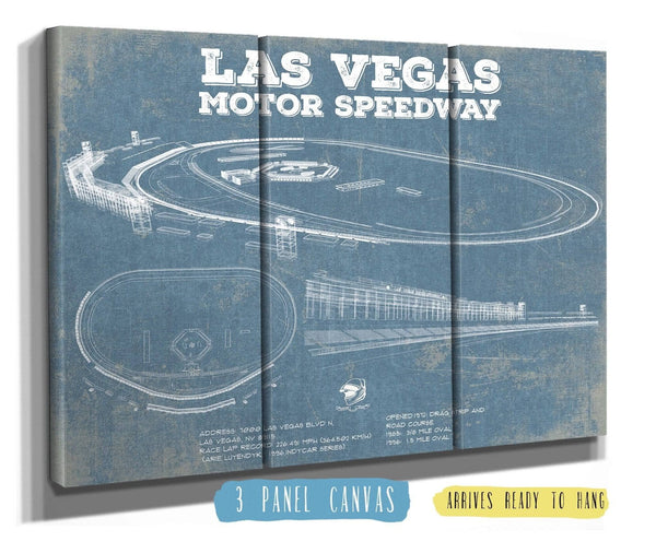 36" x 24" / 3 Panel Canvas Wrap Cutler West Las Vegas Motor Speedway Blueprint NASCAR Race Track Print