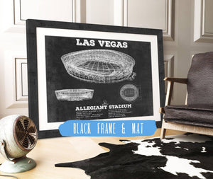 20" x 16" / Black Frame & Mat Cutler West Las Vegas Raiders Allegiant Stadium Vintage Football Print