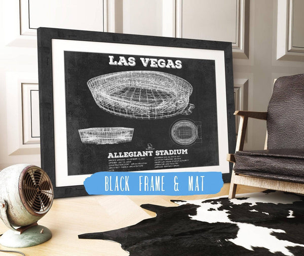 20" x 16" / Black Frame & Mat Cutler West Las Vegas Raiders Allegiant Stadium Vintage Football Print