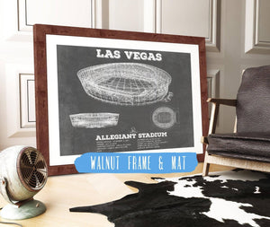 20" x 16" / Walnut Frame & Mat Cutler West Las Vegas Raiders Allegiant Stadium Vintage Football Print