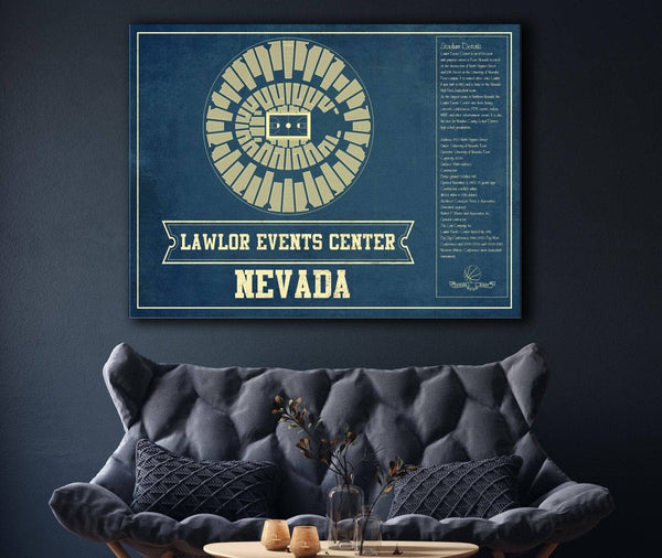 Cutler West Lawlor Events Center Nevada Wolf Pack NCAA College Basketball Blueprint Art