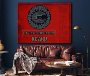 Cutler West Lawlor Events Center Nevada Wolf Pack Team Colors NCAA College Basketball Blueprint Art