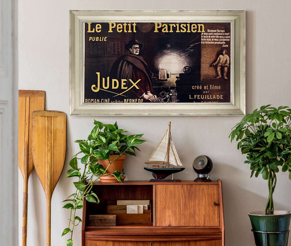 24" x 16" / Champagne Frame Cutler West Le Petit Parisien Publie Judex Roman Cine Par Arthur Bernede by Leonetto Cappiello