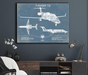 Cutler West Learjet 75 Vintage Blueprint Airplane Print