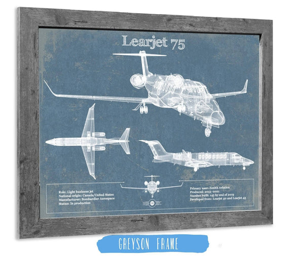 Cutler West Learjet 75 Vintage Blueprint Airplane Print