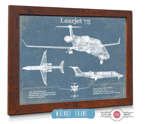 Cutler West Learjet 75 Vintage Blueprint Airplane Print