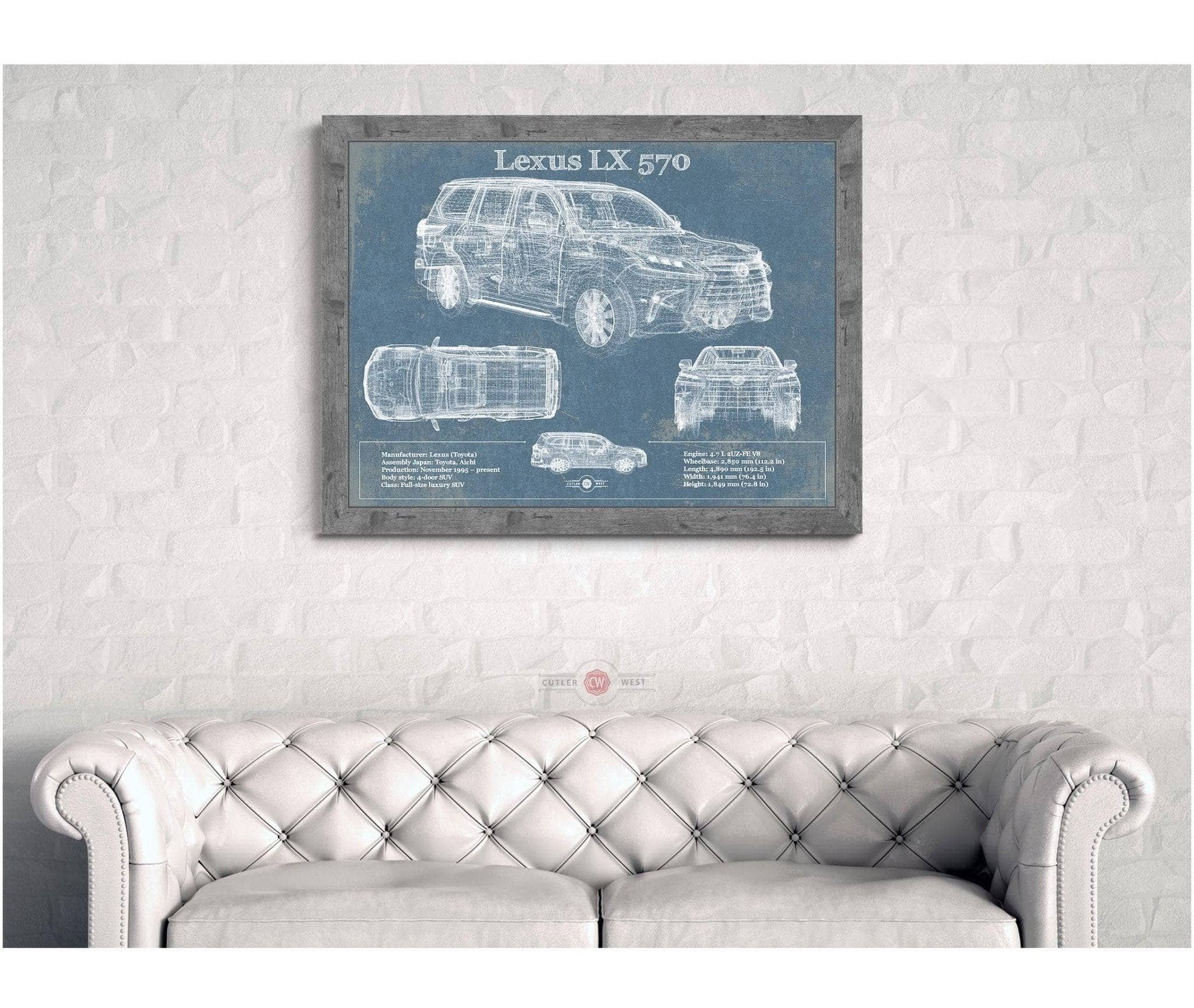 Cutler West Lexus LX 570 Vintage Blueprint Auto Print
