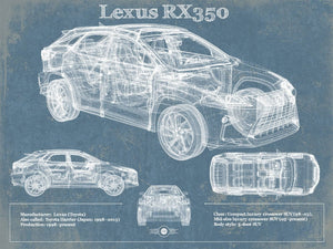 14" x 11" / Unframed Cutler West Lexus Rx350 Vintage Blueprint Auto Print