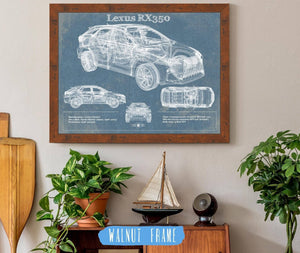 20" x 16" / Walnut Frame Cutler West Lexus Rx350 Vintage Blueprint Auto Print