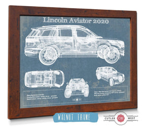 20" x 16" / Walnut Frame Cutler West Lincoln Aviator 2020 Vintage Blueprint Print