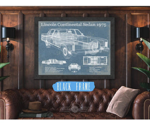 Cutler West Lincoln Continental Sedan 1975 Vintage Blueprint Auto Print
