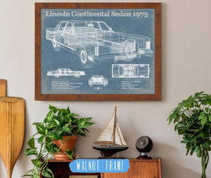 Cutler West Lincoln Continental Sedan 1975 Vintage Blueprint Auto Print