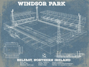 14" x 11" / Unframed Cutler West Linfield F.C. - Vintage Windsor Park North Ireland Soccer Print