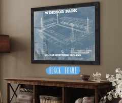 20" x 16" / Black Frame Cutler West Linfield F.C. - Vintage Windsor Park North Ireland Soccer Print