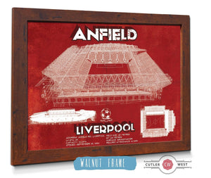 20" x 16" / Walnut Frame Cutler West Liverpool F.C - Anfield European Football / Soccer Team Color Print