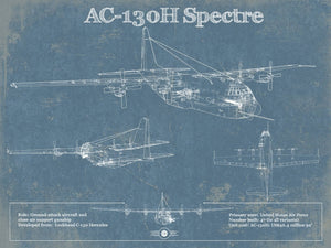 20" x 16" / Unframed Cutler West Lockheed AC-130H Spectre Vintage Aviation Blueprint Military Print