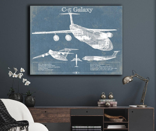 Cutler West Lockheed C-5 Galaxy Vintage Aviation Blueprint Military Print