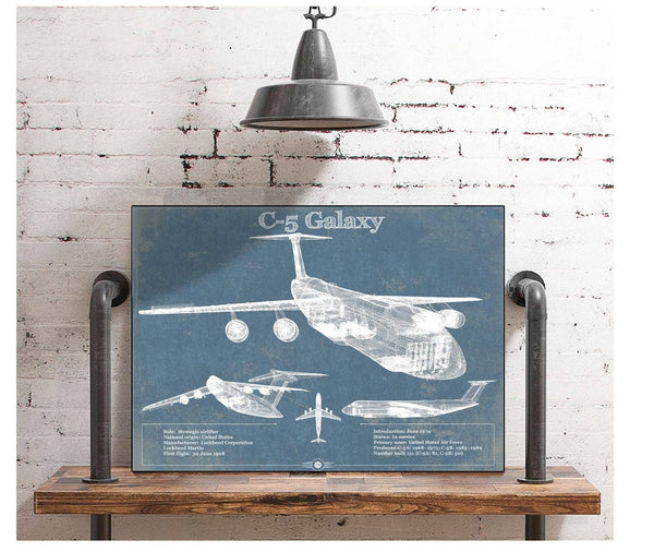 Cutler West Lockheed C-5 Galaxy Vintage Aviation Blueprint Military Print