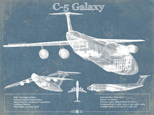 14" x 11" / Unframed Cutler West Lockheed C-5 Galaxy Vintage Aviation Blueprint Military Print