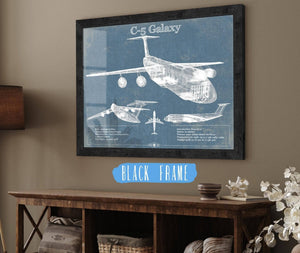 20" x 16" / Black Frame Cutler West Lockheed C-5 Galaxy Vintage Aviation Blueprint Military Print