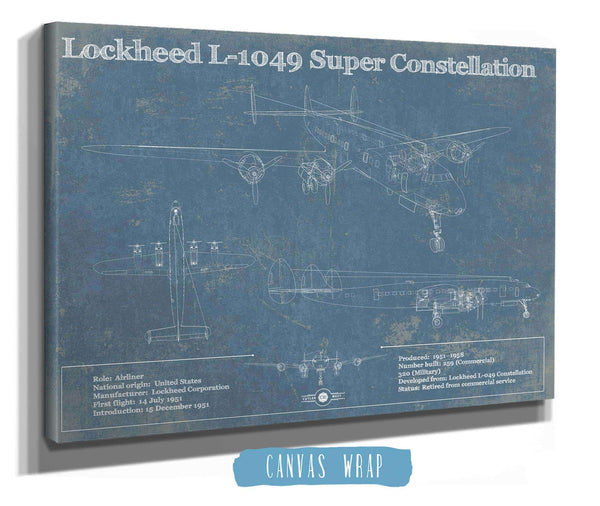 Cutler West Lockheed L-1049 Super Constellation Vintage Blueprint Airplane Print