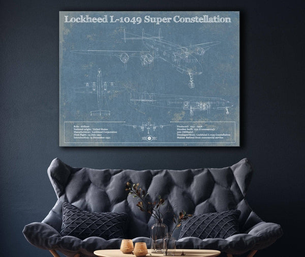 Cutler West Lockheed L-1049 Super Constellation Vintage Blueprint Airplane Print