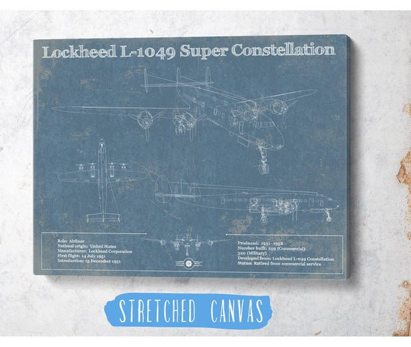 Cutler West Lockheed L-1049 Super Constellation Vintage Blueprint Airplane Print