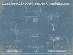 14" x 11" / Unframed Cutler West Lockheed L-1049 Super Constellation Vintage Blueprint Airplane Print