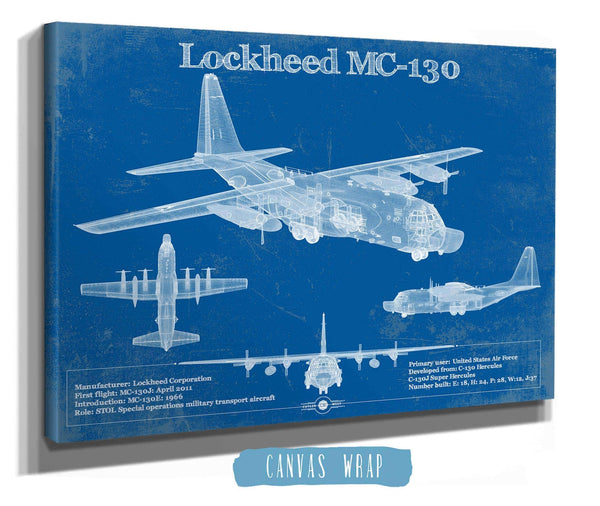 Cutler West Lockheed MC-130 Vintage Aviation Blueprint Military Print