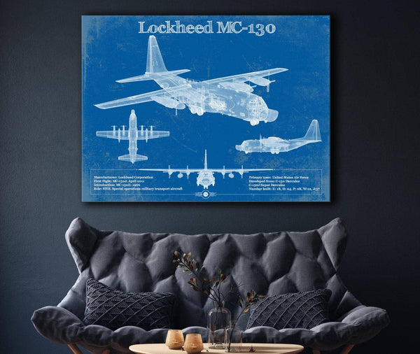 Cutler West Lockheed MC-130 Vintage Aviation Blueprint Military Print