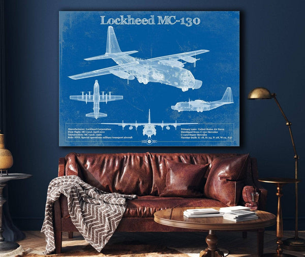 Cutler West Lockheed MC-130 Vintage Aviation Blueprint Military Print