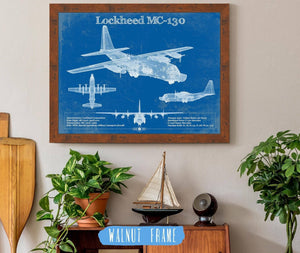 20" x 16" / Walnut Frame Cutler West Lockheed MC-130 Vintage Aviation Blueprint Military Print