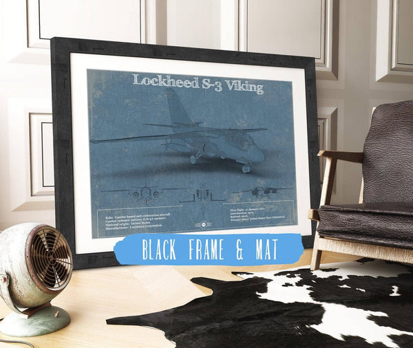 20" x 16" / Black Frame & Mat Cutler West Lockheed S-3 Viking Aircraft Patent Blueprint Original Design Wall Art