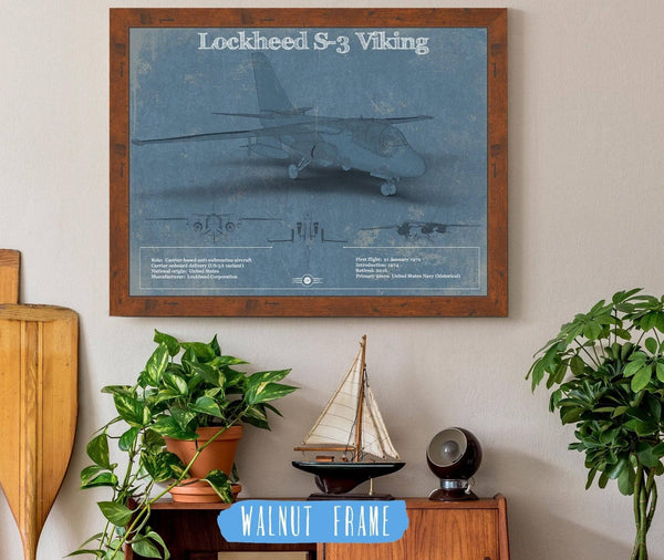 20" x 16" / Walnut Frame Cutler West Lockheed S-3 Viking Aircraft Patent Blueprint Original Design Wall Art